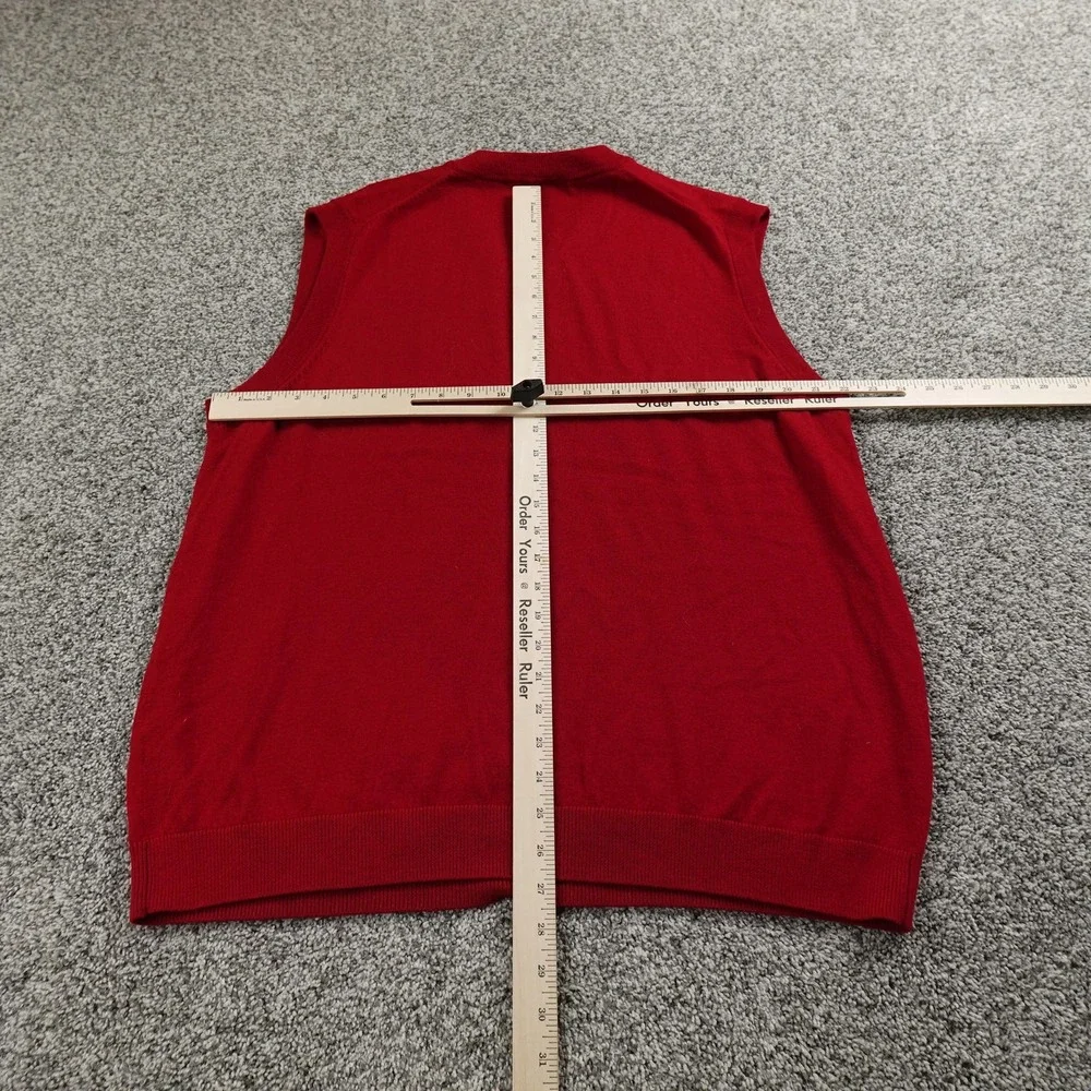 Hart Schaffner Marx Sweater‎ Vest Mens XL Red Merino Wool Pullover V Neck Cozy